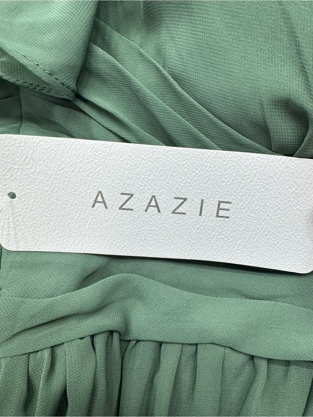 NWT Azazie Sage Green V-Neck Flutter Sleeve Maxi Dress bridesmaid formal gown A8 - Picture 7 of 14